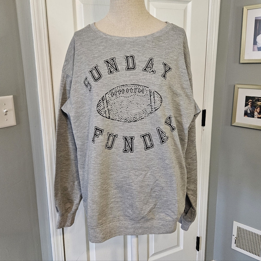 Sunday Funday Women’s Gray Graphic Sweatshirt